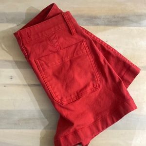 Red high waisted madewell jean shorts